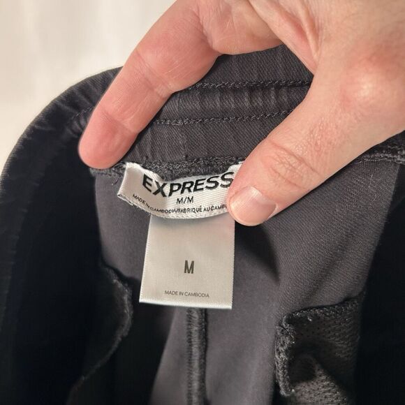 Express Joggers Women's Medium Black Pull On Drawstring Pockets Cotton Blend - Picture 9 of 10